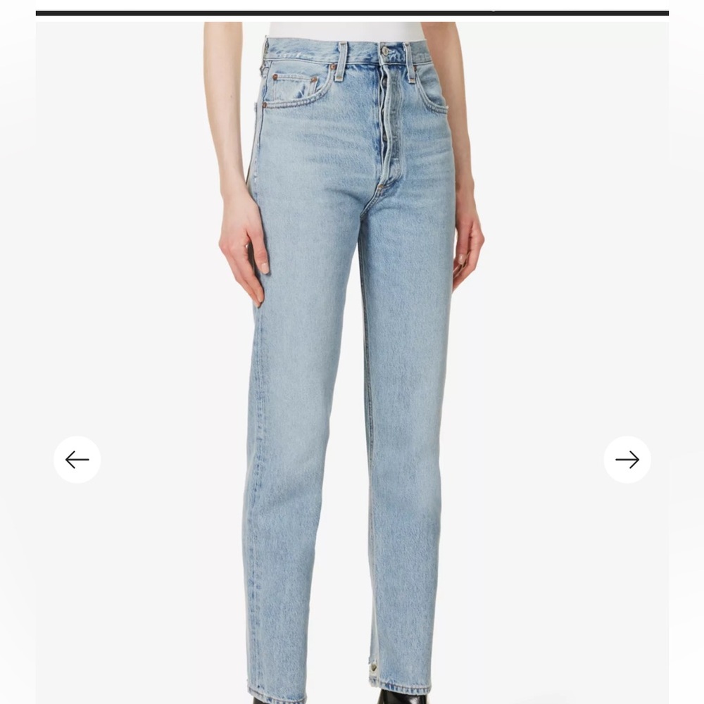 AGOLDE 90s Pinch Waist High Rise Straight Organic Denim Jeans in Sound Wave
